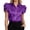 Purple, variant on Women’S Silky Satin Button Front Shirt, Tiered Ruffle Cap Sleeve Collared Business Casual Blouse, Wrinkle-Resistant Polyester Fabric, 1pc, Sizes S To XXL