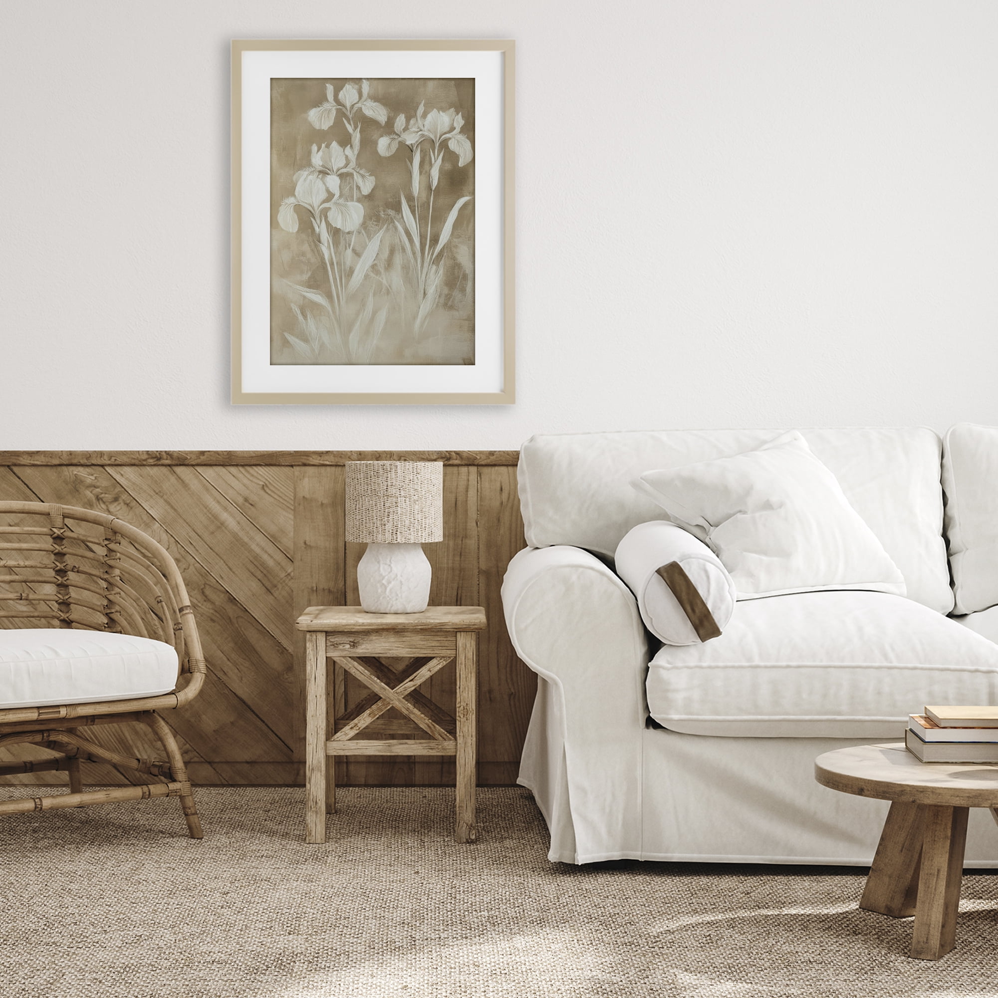 Stupell Industries Neutral Iris Botanical Study Birch Framed Print Under Glass, design by Petal Prints Design