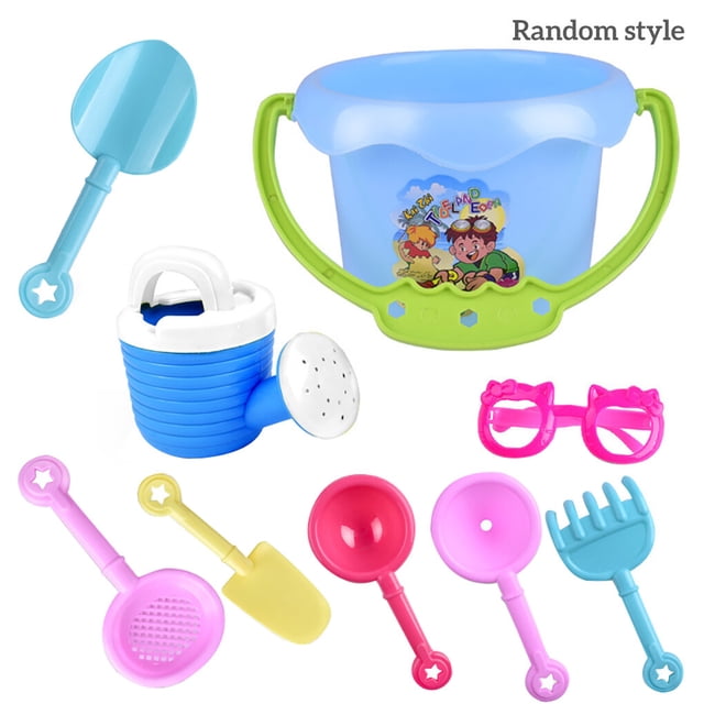 Tholdsy Juego de juguetes de playa de 9 Uds., cubo para niños, cuchara, espátula, juego educativo de verano, molde de juego, Color aleatorio Juegos de césped