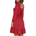 thumbnail image 4 of UVN Dresses for Women Casual Long Sleeve Square Neck Dress Ruffle Pleated Flowy Midi Dress, 4 of 9