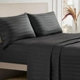 thumbnail image 3 of The Sheet Lab Regal Dreams Sateen Striped Damask King 4-Piece 100% Cotton Sheet Set, Jet Black - Designed for a Comfortable and Luxurious Sleep Experience C84, 3 of 3
