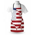 thumbnail image 3 of American Flag Apron America Continent Shaped Flag Martial Design International World Glory Print, Unisex Kitchen Bib Apron with Adjustable Neck for Cooking Baking Gardening, Navy Red, by Ambesonne, 3 of 3