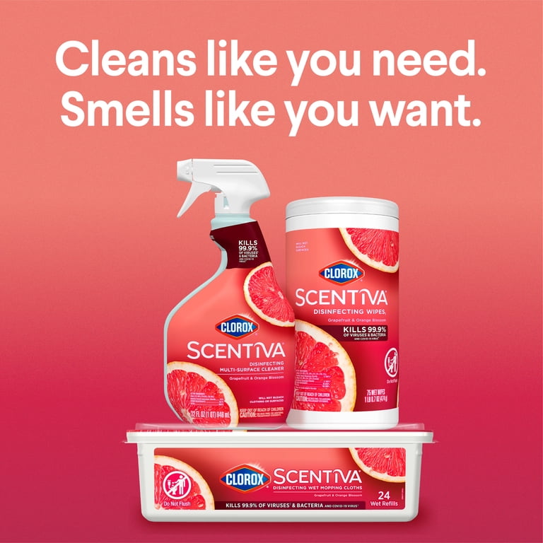 Clorox Scentiva Disinfecting Wipes, Grapefruit & Orange Blossom, 225 Count photo 8