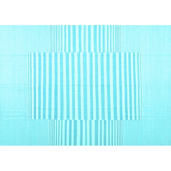 Ahgly Company Indoor Rectangle Solid Light Blue Modern Area Rugs, 7' x 9'