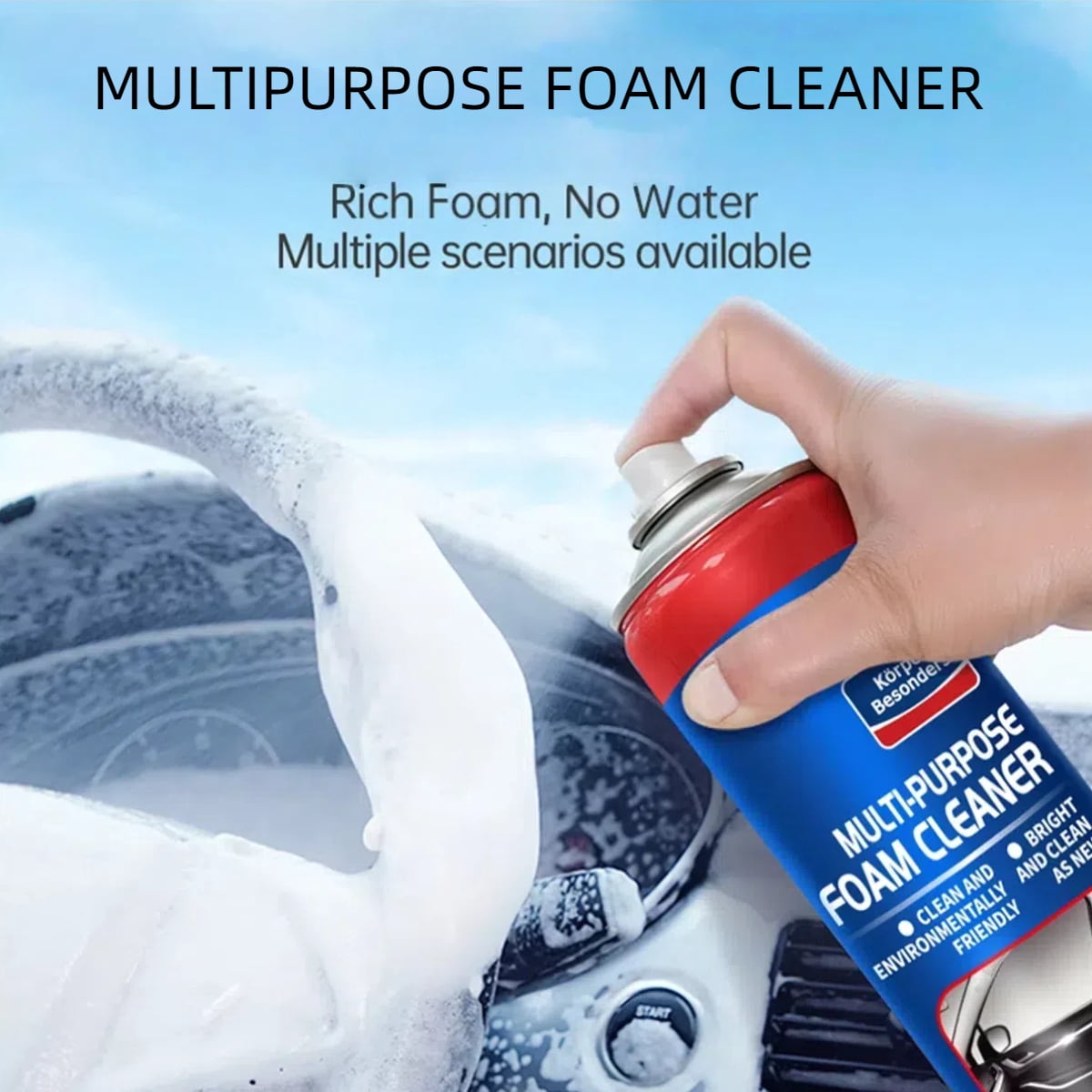 Glodway Leather Cleaner Foam Spray Car Interior Care,Odor Eliminator with Brush,21.98 oz