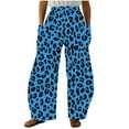 thumbnail image 2 of Jjayotai Oversized Leopard Print Sweatpants Clearance, Women Baggy Lightweight Wide Leg Pants with Pockets, Y2k High Waiste Straight Lounge Trousers Blue S, 2 of 5