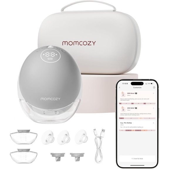 Momcozy Breast Pump Hands Free Mobile Flow | M9, App Discreet Control with Personalized Multi-Modes & 15 Levels, Wearable Breast Pump 24mm