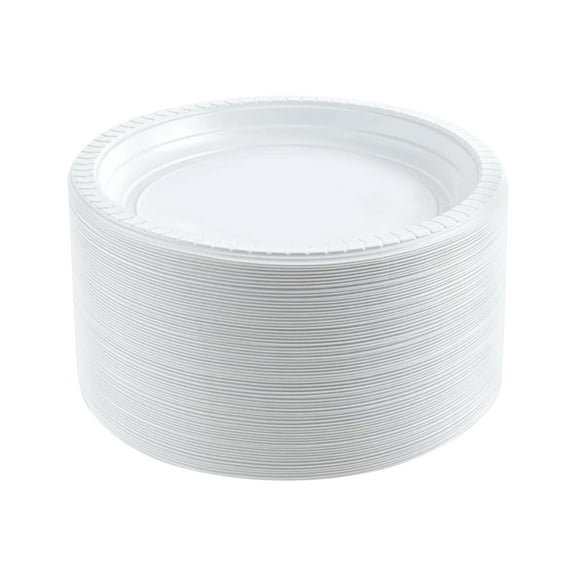 Plastic Dinner Plates Disposable (50 Pack) Wedding Plates Disposable Set 50 Guests, Elegant Plastic Plates Disposable, Heavy Duty Plastic Plates for Thanksgiving/Christmas