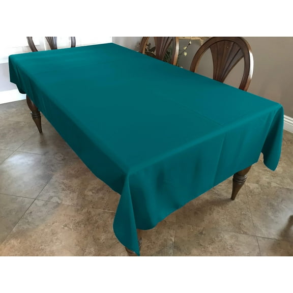 Polyester Poplin Gaberdine Durable Tablecloth Solid Green Teal