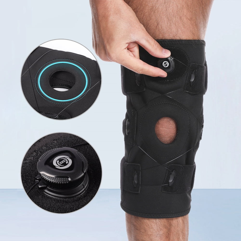 Hinged Knee Brace with Side Stabilizers Sports Knee Protector for Knee Pain (L)