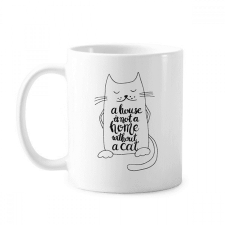 

Cat In Home Black White Quote Mug Pottery Cerac Coffee Porcelain Cup Tableware