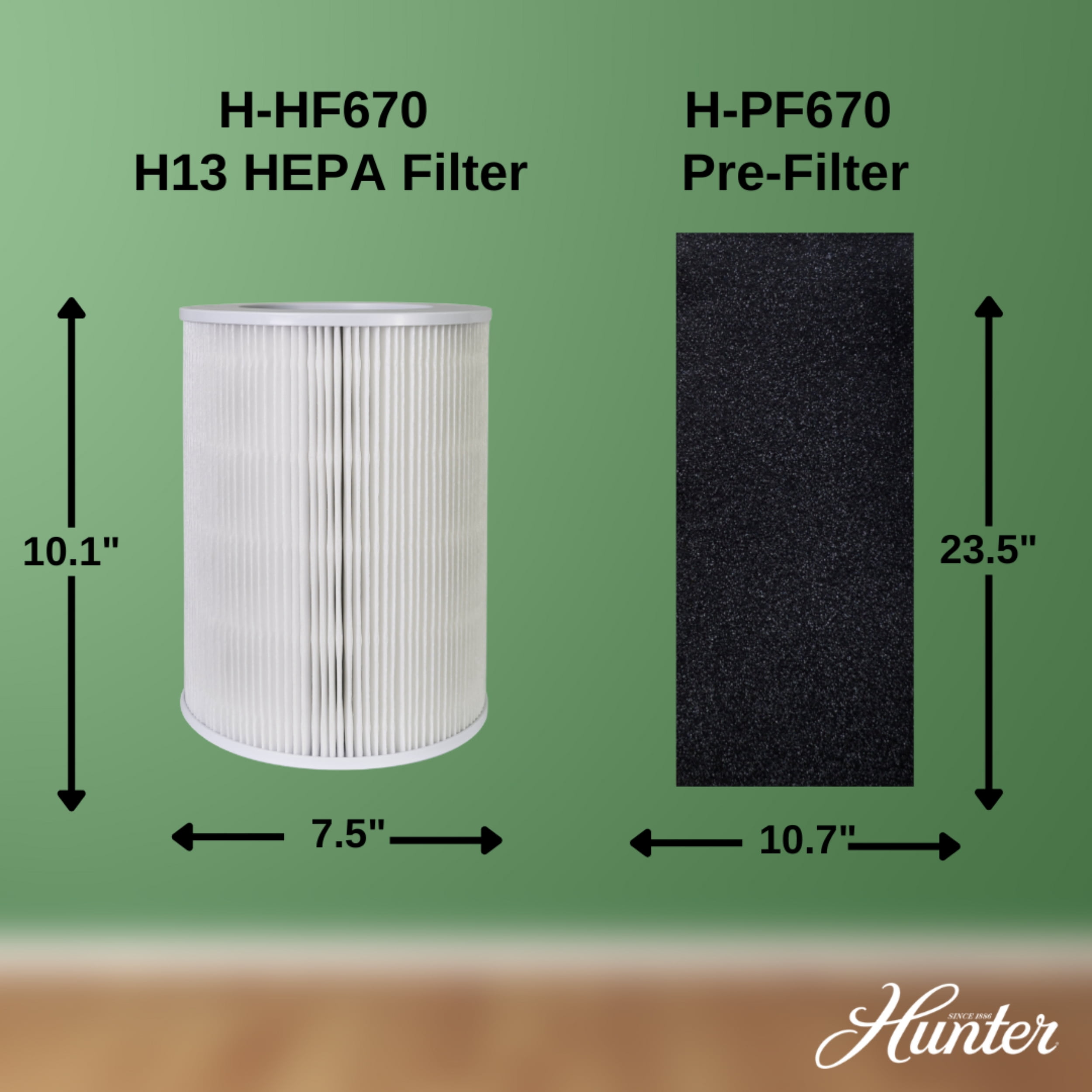 Hunter Fan Company  H-HF670-VP Replacement Filter Value Pack with HEPA EcoSilver Pre-Filter for HP670 Air Purifier Series, 3 Piece Set, White