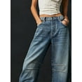 thumbnail image 2 of Arvbitana Women's Loose Jeans Solid Color Mid-Rise Straight Barrel Denim Pants with Pockets Casual Trousers for Streetwear, 2 of 5