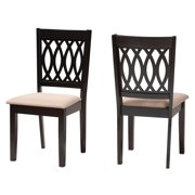 Baxton Studio Florencia Modern Beige Fabric and Espresso Brown Finished Wood 2-Piece Dining Chair Set