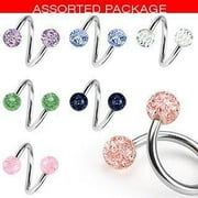Belly Button Rings Lot of 7 Ultra Sparkle Spiral Twister Navel Body Jewelry Piercing Bar  14g