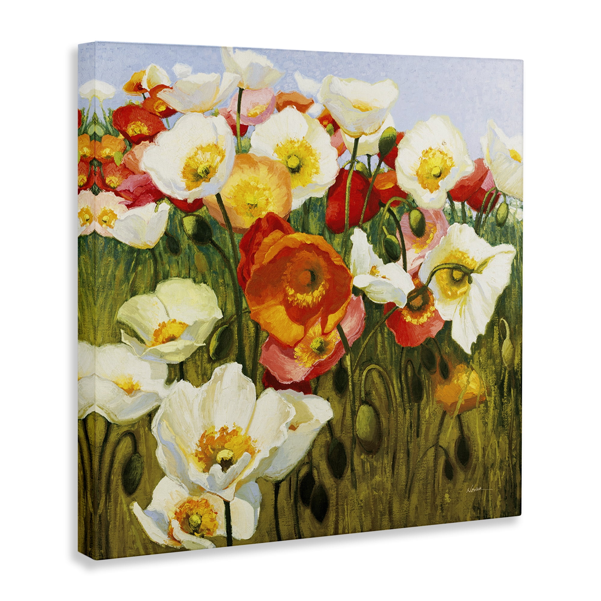 Stupell Industries Lush Poppy Meadow Botanical & Floral Painting Gallery Wrapped Canvas Art Print Wall Art, 24 x 24