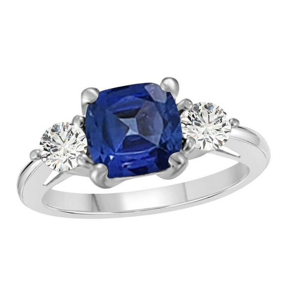 AoneJewelry Sapphire and Diamond Three stone Ring 2.20 Carat In 10K Solid Rose, White & Yellow Gold