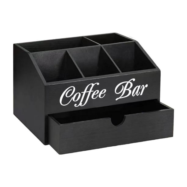 Organizador de estación de café para mostrador, organizador de accesorios de café, rústico de 2 capas Estilo B