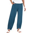 thumbnail image 2 of Women's Casual Pants Striped Linen Pants For Women Summer Casual Wide Leg Pants With Pockets Comfy Cropped Palazzo Pants,Blue Women's Casual Pants L, 2 of 5
