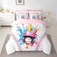 thumbnail image 2 of jejeloiu Baseball Helmet 7-Piece Bedding Comforter Set,Pink Ice Cream King Bedding Sets For Girls Teens Reversible, 2 of 8