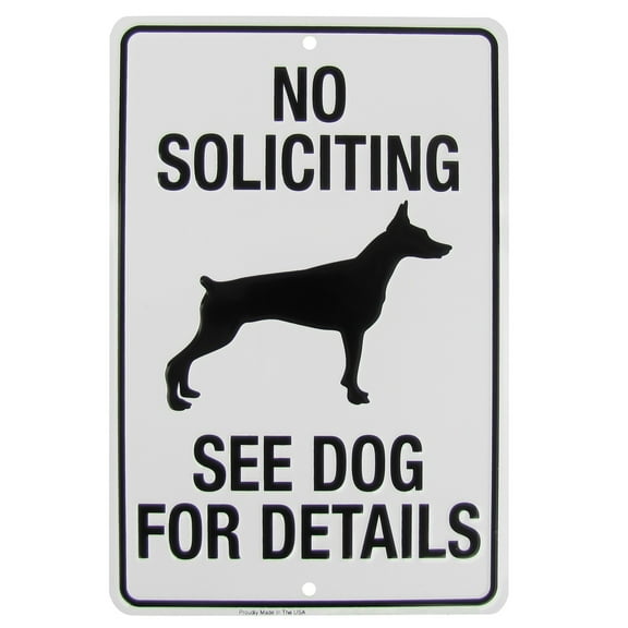 No Soliciting Go Away See Dog For Details Funny Metal Sign Yard Fence Home Decor