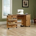 Sauder Sewing and Craft Table, Amber Pine Finish
