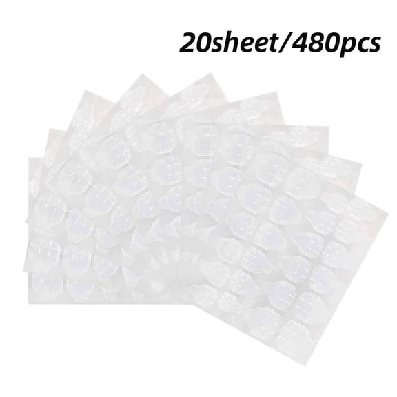RJSQAQE 480 Pcs/20 Sheet Waterproof Breathable Glue Jelly Double Sided Adhesive Tapes Nail Art Sticker Decals