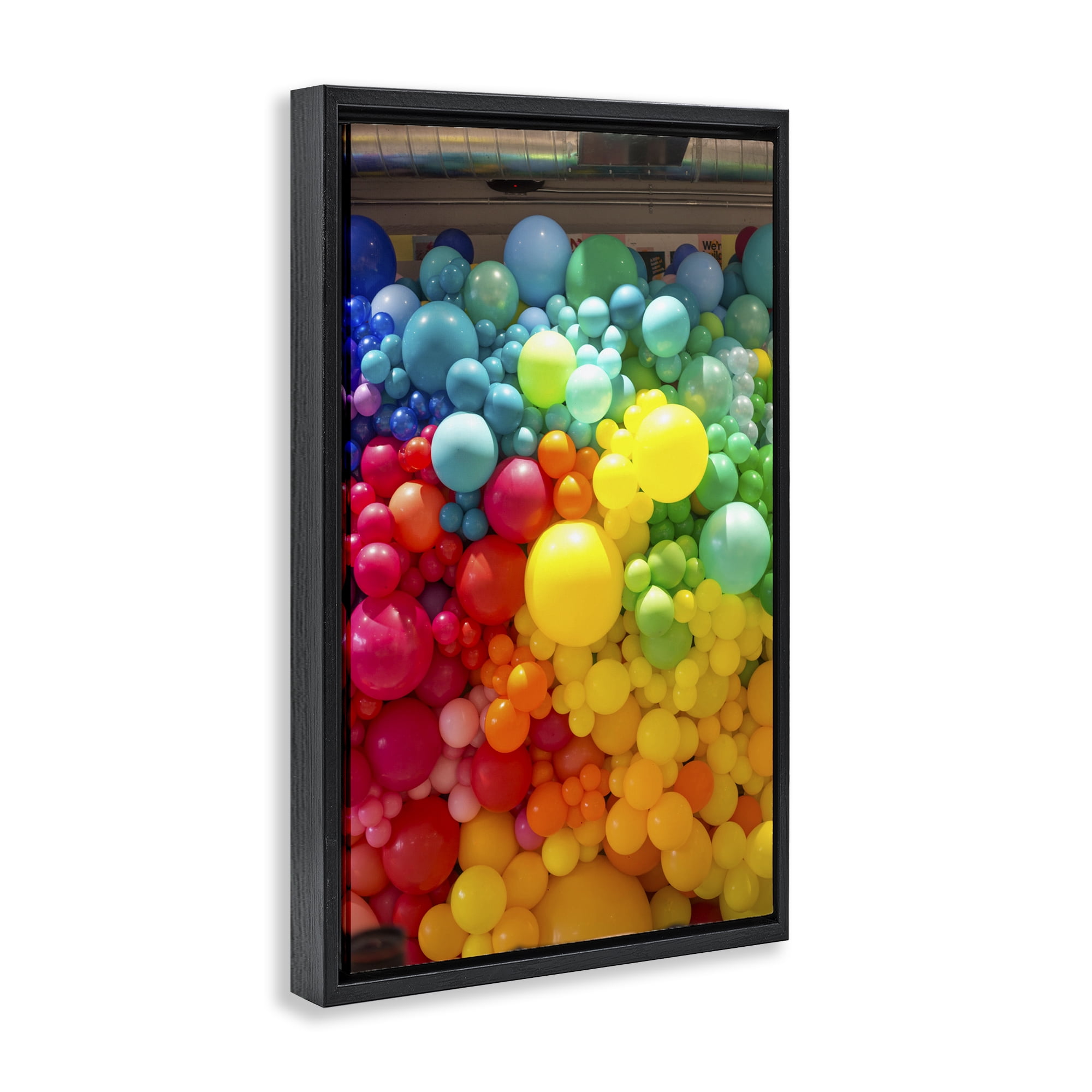 Stupell Industries Lively Colorful Balloons Black Framed Floater Canvas Wall Art, design by LISH Creative