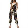 thumbnail image 5 of EANJE Halloween Jumpsuits for Women Dressy Wide Leg Scary Gothic Skull Floral Print Overalls Sleeveless Women Rompers Straps Jumpsuits Oversized Bib Overalls Winter Clothes Navy XL, 5 of 6