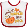 thumbnail image 3 of Inktastic Cutest Pumpkin in the Patch with Orange Heart Boys or Girls Baby Bib, 3 of 4