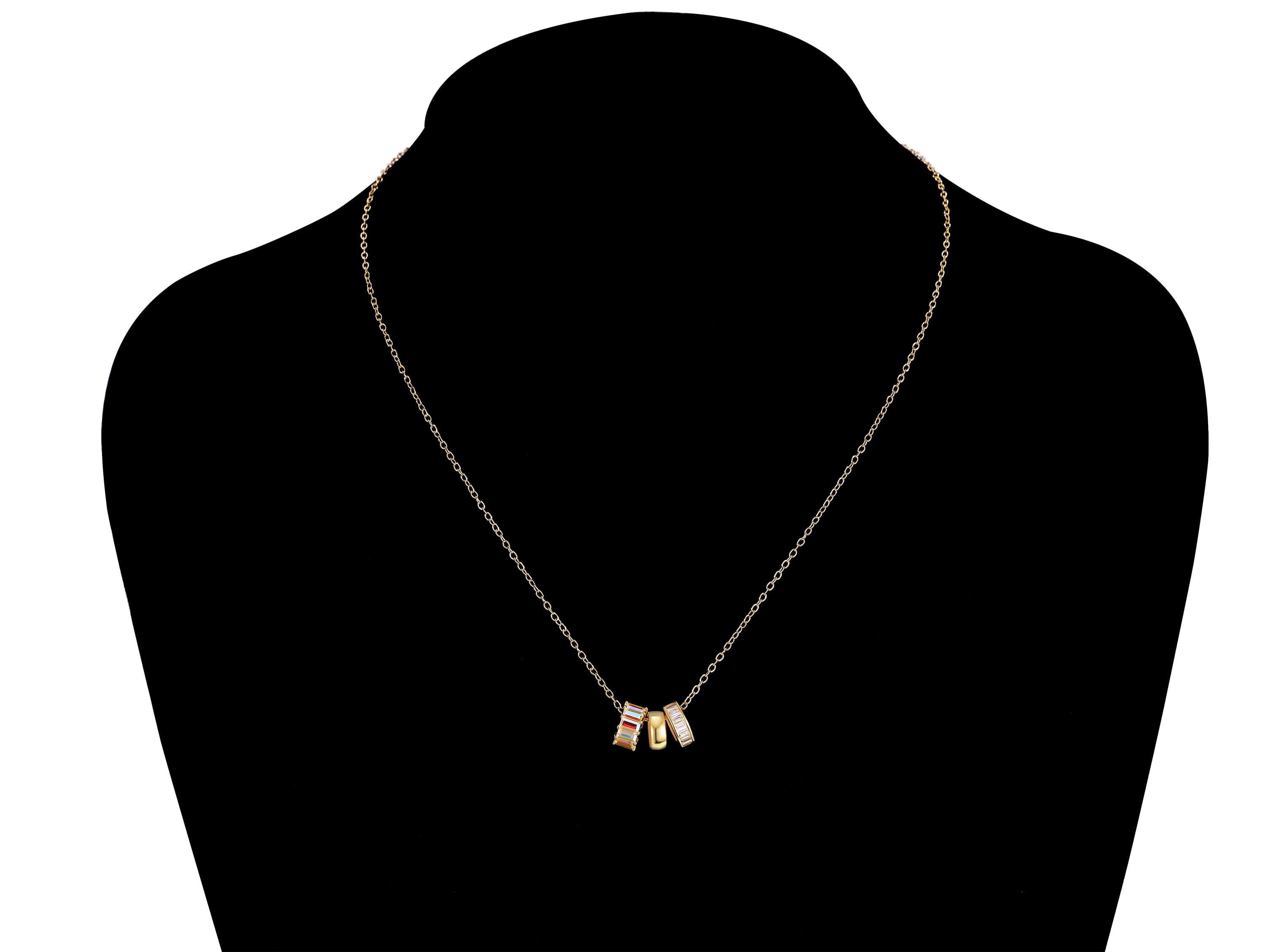Adult 14KT Gold Flash Plated Ring Necklace with Simulated Diamonds