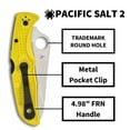 thumbnail image 4 of Spyderco Pacific Salt 2 Folding Knife 3.78" H2 Satin Serrated Blade, Yellow FRN Handles, Lockback - C91SYL2, 4 of 6