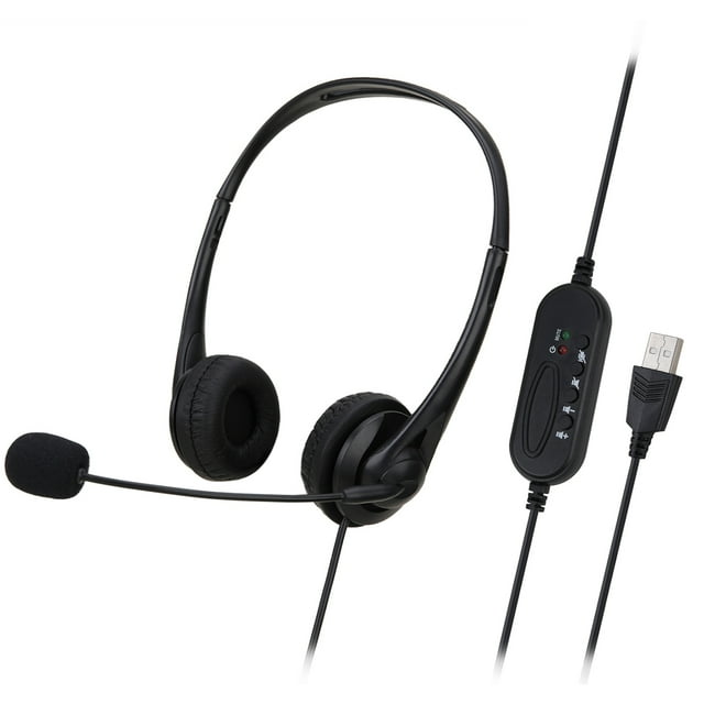 Auriculares con cable Tomfoto SY490MV para centro de llamadas, control por cable, puerto USB y micrófono, para operador telefónico, con cancelación de ruido, para computadoras, teléfonos y cajas de
