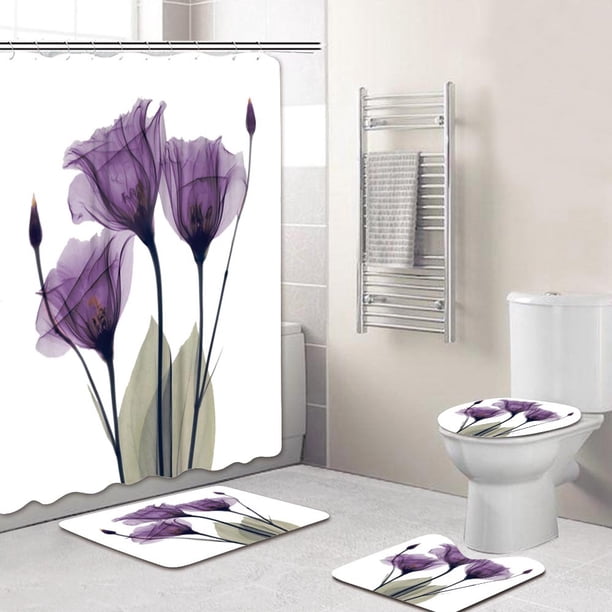 Cortina de ducha 3D impermeable para baño, cortina de baño de poliéster, alfombrilla para el suelo, impresión digital, juego de cortinas colgantes para partición