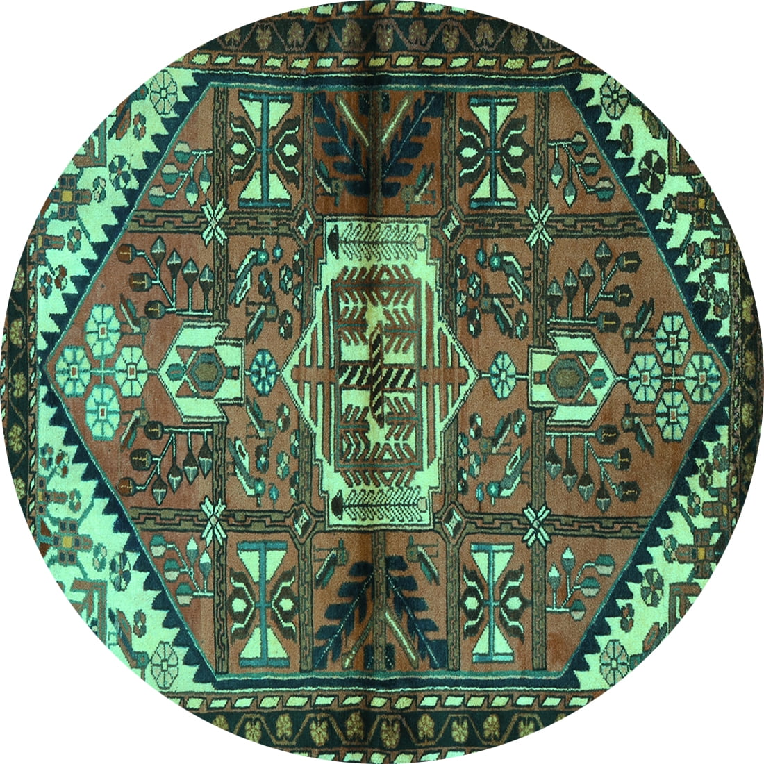 Ahgly Company Indoor Round Persian Turquoise Blue Traditional Area Rugs ...