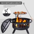 thumbnail image 4 of Fire Pits 30'' Outdoor Wood Burning Firepit Bowl with Grill PlateSpark Screen Cover Log Grate Fire Poker Steel Round Fireplace for Outside Camping Bonfire Beach Patio Backyard, Hollowed-Out Red Bird, 4 of 8