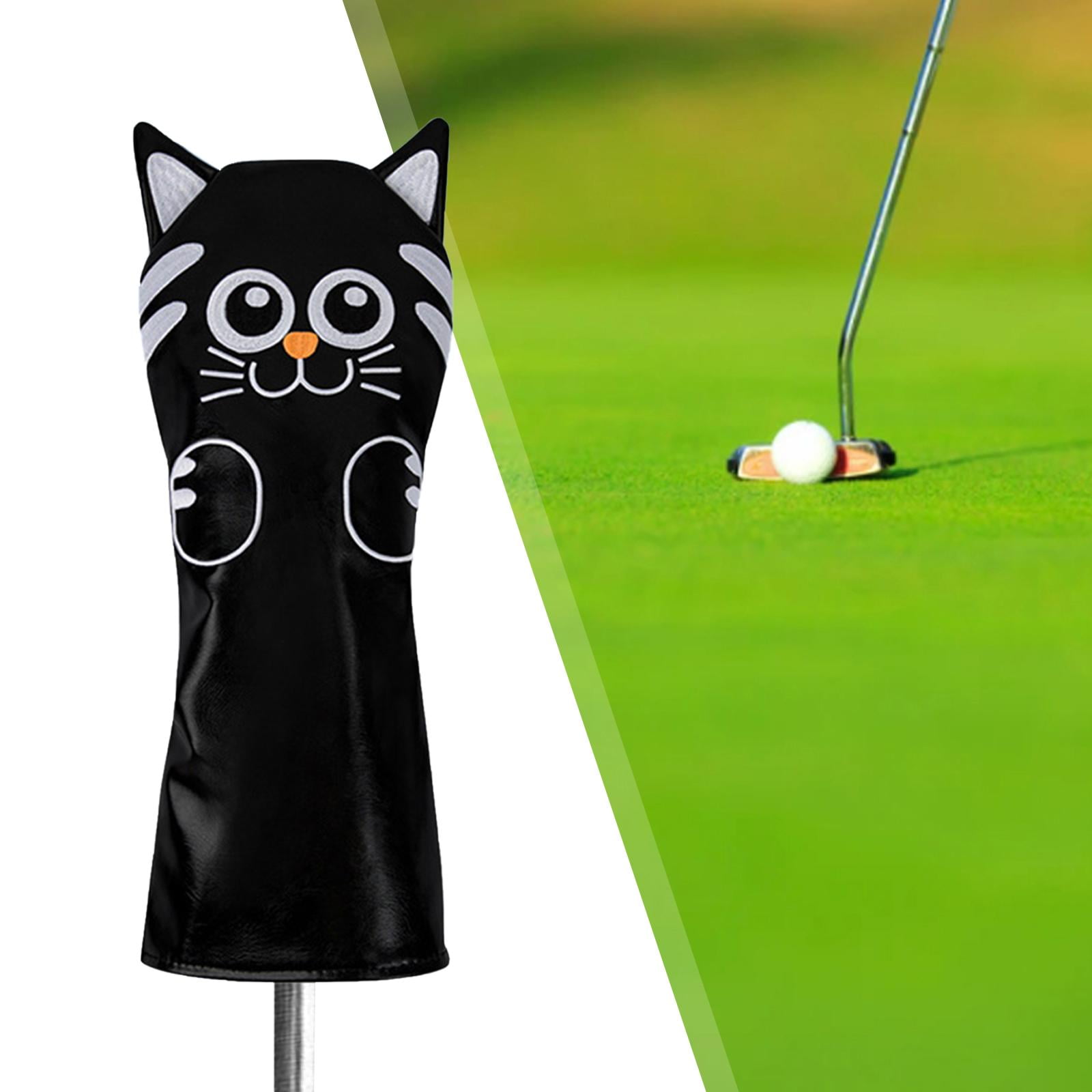 Golf Head Covers Equipment Mallet Putter Cat Pattern PU Leather Accessories Golf Driver Black