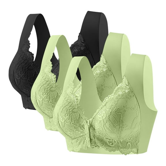 3 Pack Womens Wireless Bras Plus Size Seamless Breathable Underwear Full Coverage Push up Comfortable Everyday Bras (XL, Beige)