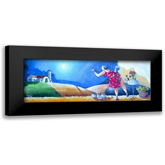 West, Ronald 14x8 Black Modern Framed Museum Art Print Titled - Painting the Stars