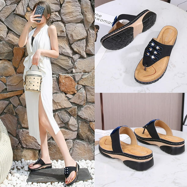 Sandalias de mujer Zapatos de verano Chanclas casuales de talla grande Zapatillas de tacon de cuna Wmkox8yii shjk3299 Walmart en linea