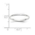 thumbnail image 3 of Auriga Fine Jewelry 10K White Gold 2mm Lightweight Half Round Wedding Band for Women Size- 6, 3 of 6