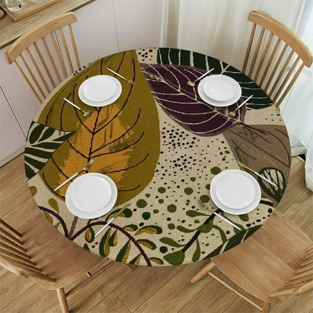 

BCIIG Leaves Dots Annabel Kidston Round Table Cover Stain Resistant Washable Indoor Outdoor Tablecloth Kitchen Dining Wedding Parties Full Width Single-Sided Printing 100% Polyester Fiber 46-50