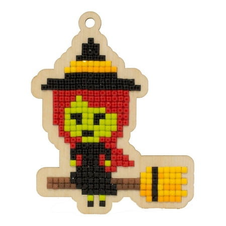 UPC: 4630103945692 | Little Witch CSw336 Diamond Painting On Plywood Kit Canvas Wood Red Black Halloween By Crafting Spark Easy Small