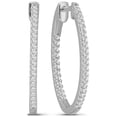 thumbnail image 2 of ARAIYA JEWELRY 10K White Gold Inside and Outside Diamond Hoop Earrings for Women (1/4 Cttw, I-J Color, I2 Clarity), 2 of 8