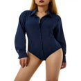 thumbnail image 1 of Women Solid Color Button Shirts Romper Ladies Formal Shirt Long Sleeve Turn-down Collar Bodysuit, 1 of 6