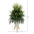 thumbnail image 2 of Nearly Natural 4.5' Mixed Greens Artificial Plant in White Planter with Legs, Green, 2 of 4