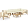 thumbnail image 1 of vidaXL 7 Piece Garden Lounge Set with Cream White Cushions Bamboo, 1 of 5