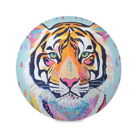 

Round Plate Mat 15.4x15.4 Inchesx4 Placemat Table Mat Kitchen Mat Coffee Mat Fabric Thick Strong Wear-Resistant Heat Resistance Colorful Cool Tigers