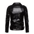 thumbnail image 6 of Wrtxtat Leather Jackets for Men Full Zip Slim Fit Outerwear with Multiple Pockets Fashion Motorcycle Retro Style Jacket Solid Color Midweight Windproof Coats Black L, 6 of 9