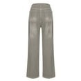 thumbnail image 4 of Straight Leg Jeans for Women Stretch Wide Leg High-Waisted Denim Trouser Versatile Long Jeans Gray XL, 4 of 4